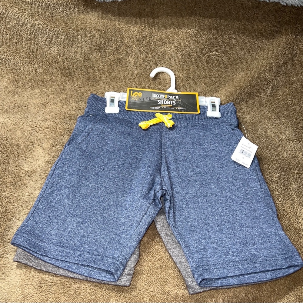 Lee Boy’s Shorts 2 Pack NWT Night Shadow Blue & Charcoal Gray Size 6